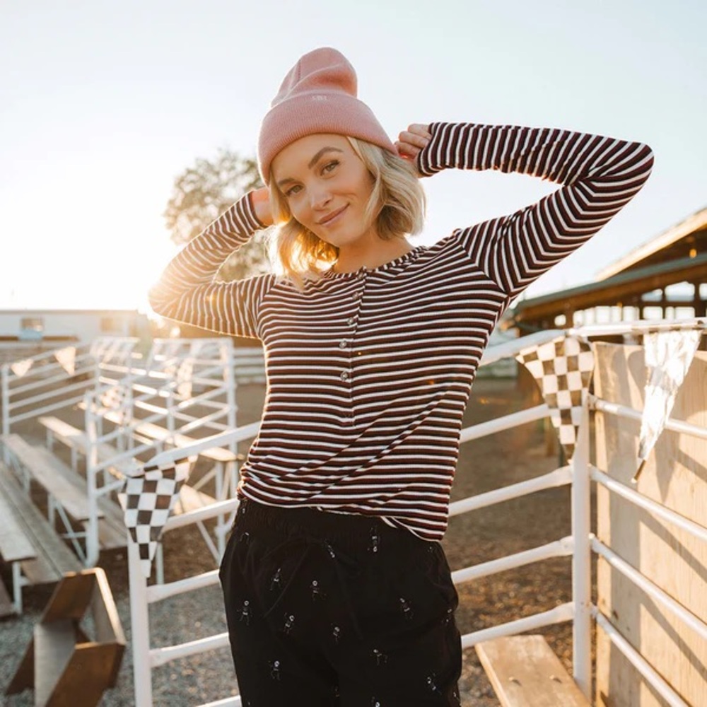 Albion Fit mustard and black stripe Henley